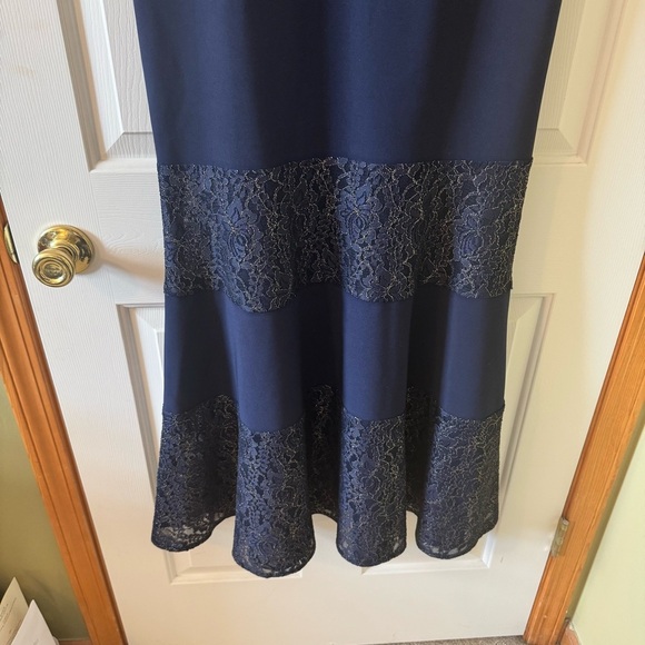 Alex Evenings Navy with Gold Accents Evening Gown/Mother of the Bride Dress - Picture 3 of 6